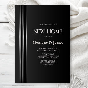 Schwarze graue Einweihungsfeier mit silbernen Stre Einladung