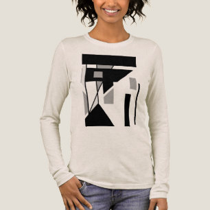 Schwarze graue MCM-inspirierte geometrische Formen Tri-Blend Shirt