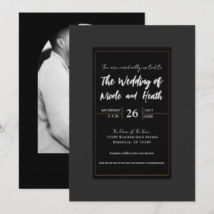 Schwarze graue moderne elegante Hochzeit minimalis Einladung