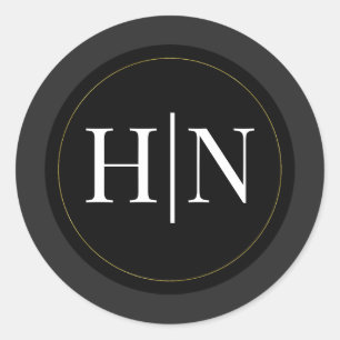 Schwarze graue moderne elegante Minimal-Hochzeit Runder Aufkleber