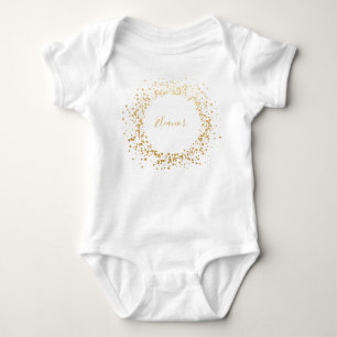 Schwarze Graue Ombre Gold Konfetti Punkte Personal Baby Strampler