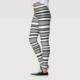 Schwarze, graue und weiße Streifen Leggings