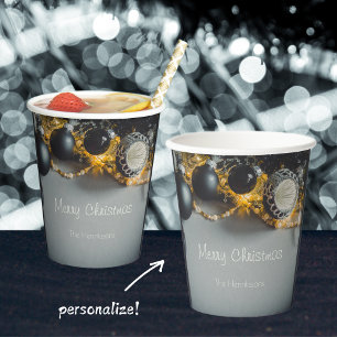 Schwarze graue Weihnachtsschmuck mit Garlands Pappbecher