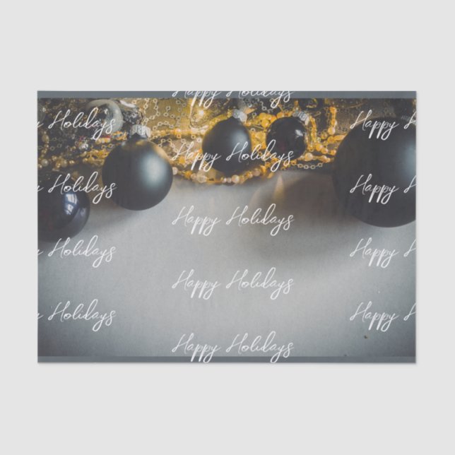 Schwarze graue Weihnachtsschmuck mit Garlands Seidenpapier (Vorderseite)