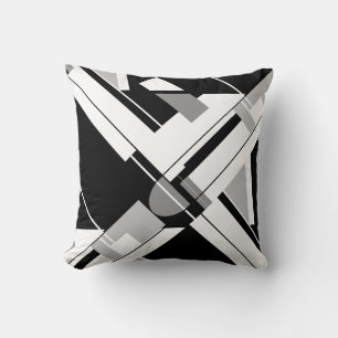 Schwarze Graue Weiße Geometrische Kunst Kreuzdesig Kissen