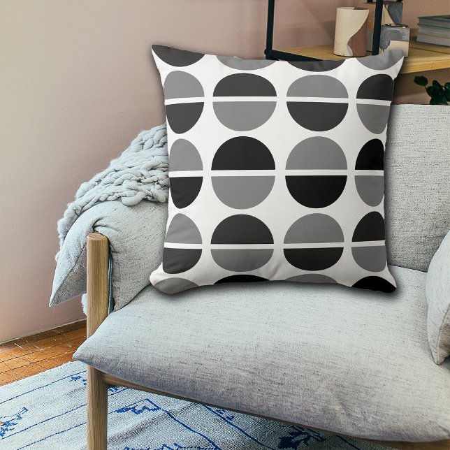 Schwarze graue weiße Kreise Polka Dots Throw Kisse Kissen (Von Creator hochgeladen)