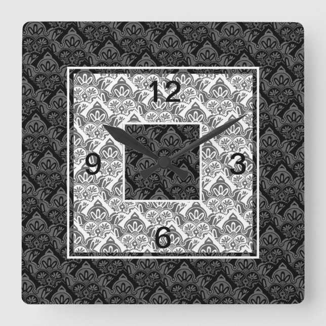 Schwarze, graue, weiße Wall-Uhr Quadratische Wanduhr (Vorderseite)