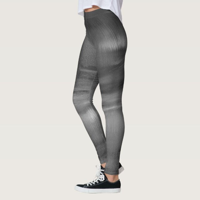 Schwarze graues Weiß-abstrakte Tanz-Leggings Leggings (Links)