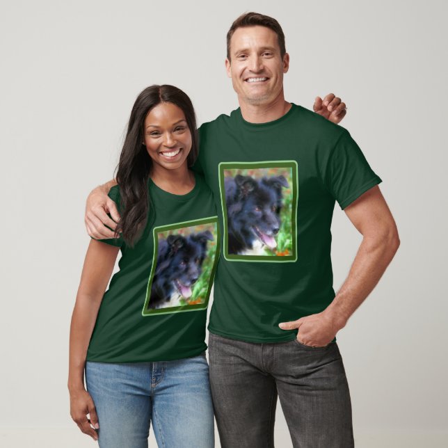 Schwarze Grenze Collie Dog Foto Malerei T-Shirt (Unisex)