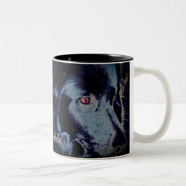 Schwarze Grenze Collie Dog Personalisiert Zweifarbige Tasse (Rechts)