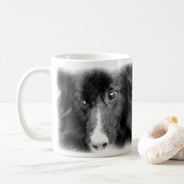 Schwarze Grenze - Collie Kaffeetasse (Mit Donut)