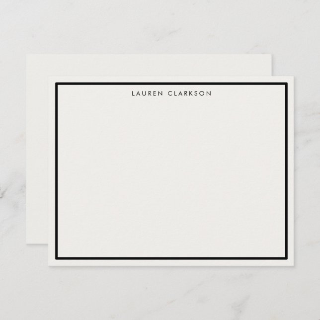 Schwarze Grenze - Elegante Stationery Note Card Einladung (Vorne/Hinten)