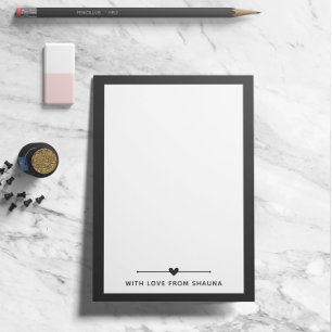 Schwarze Grenze und Herz mit Liebe von Name Post-it Klebezettel