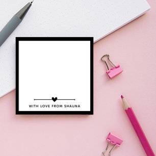 Schwarze Grenze und Herz mit Liebe von Name Post-it Klebezettel