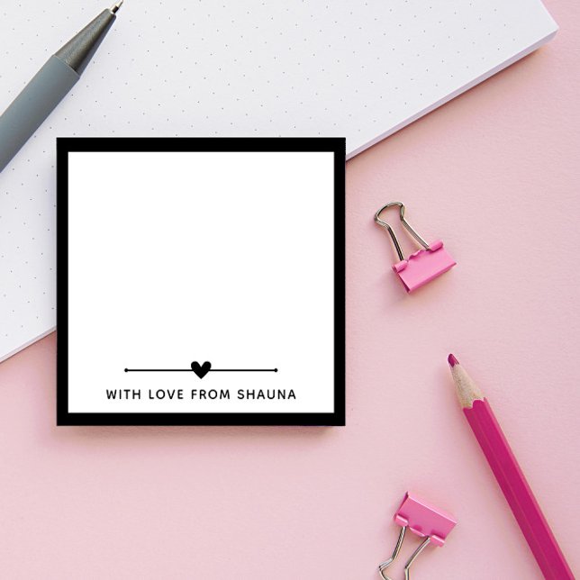 Schwarze Grenze und Herz mit Liebe von Name Post-it Klebezettel (Von Creator hochgeladen)