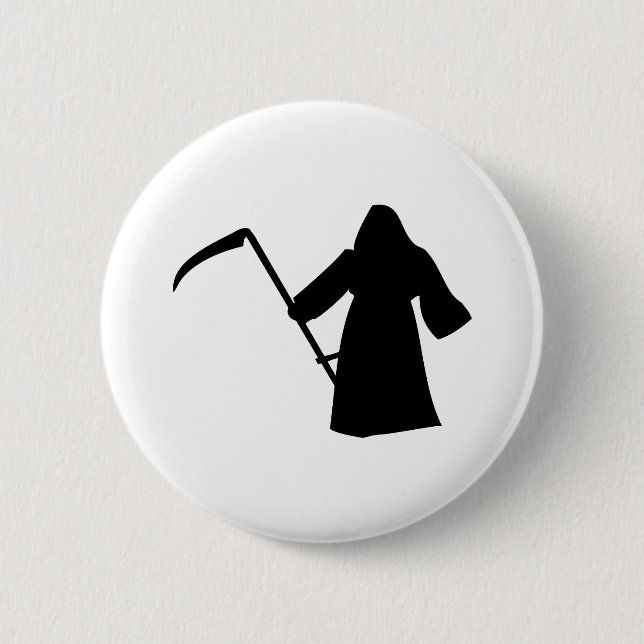 schwarze grimmige Sensenmanntodesikone Button (Vorderseite)