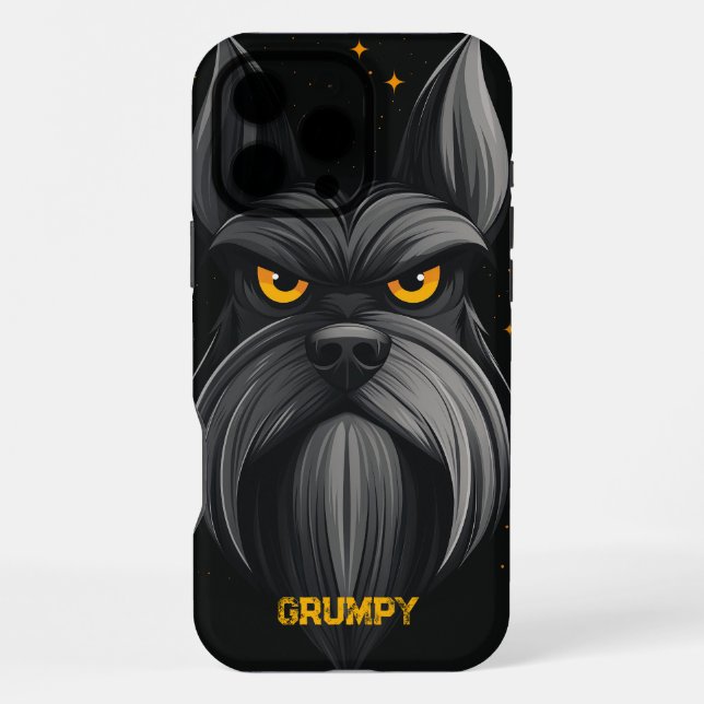 Schwarze Grumpy Schnauzer Portrait iPhone Hülle (Rückseite)