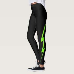 Schwarze grüne Blitz-Bolzen-NeonLeggings Leggings