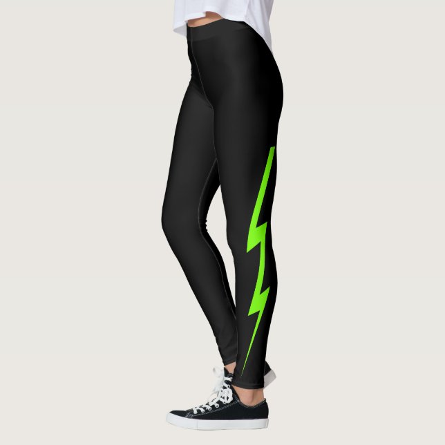 Schwarze grüne Blitz-Bolzen-NeonLeggings Leggings (Links)