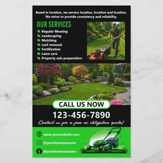 Schwarze grüne professionelle Rasenpflege Landscha Flyer (Hinten)