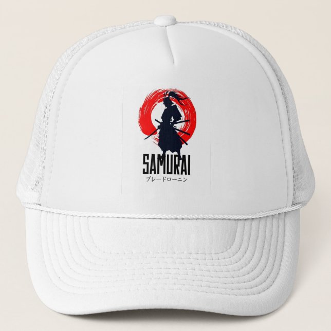 Schwarze & Grüne Samurai-Kopfbedeckung – Warrior S Truckerkappe (Vorderseite)