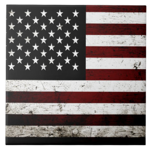 Schwarze Grunge-amerikanische Flagge Fliese