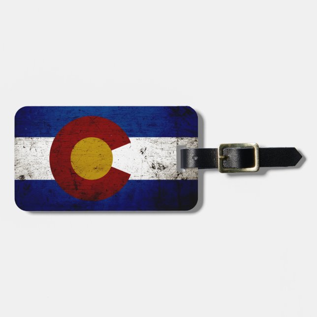 Schwarze Grunge-Colorado-Staats-Flagge Gepäckanhänger (Vorderseite horizontal)
