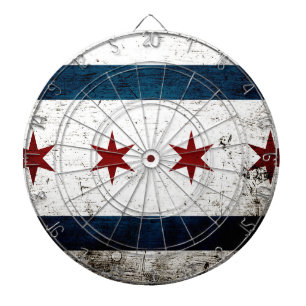 Schwarze Grunge-Flagge von Chicago Dartscheibe