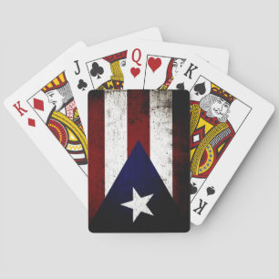 Schwarze Grunge-Flagge von Puerto Rico Spielkarten