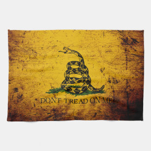 Schwarze Grunge-Gadsden-Flagge Geschirrtuch