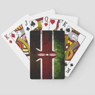 Schwarze Grunge-Kenia-Flagge Spielkarten