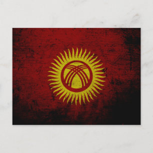 Schwarze Grunge Kirgisistan-Flagge Postkarte