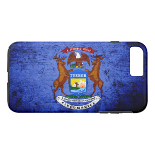 Schwarze Grunge-Michigan-Staats-Flagge Case-Mate iPhone Hülle