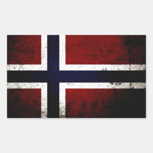 Schwarze Grunge Norwegische Flagge Rechteckiger Aufkleber