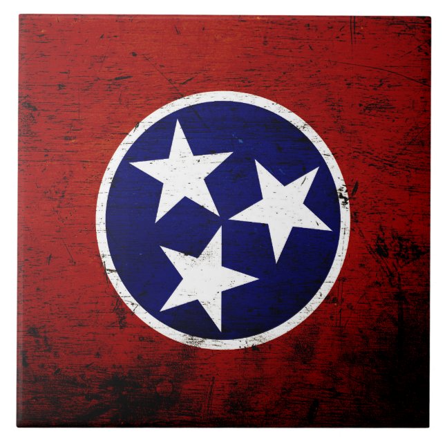 Schwarze Grunge-Tennessee-Staats-Flagge Fliese (Vorderseite)