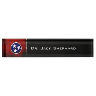 Schwarze Grunge-Tennessee-Staats-Flagge Namensplakette