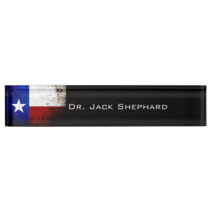 Schwarze Grunge-Texas-Staats-Flagge Namensplakette