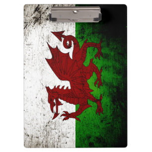 Schwarze Grunge-Wales-Flagge Klemmbrett