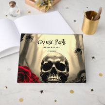 Schwarze gruselige florale gotische Schädel rote R