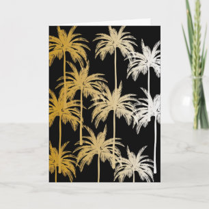 Schwarze Grußkarte mit Goldfolie und Palmenprint Karte
