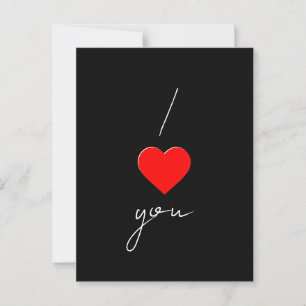 Schwarze Grußkarte mit "I Liebe you" Postkarte