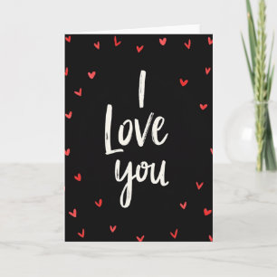 Schwarze Grußkarte mit I Love You Herzen Karte