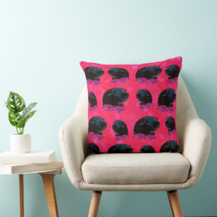 Schwarze Guinea Schweine auf Hübsch rosa Rosen Kissen