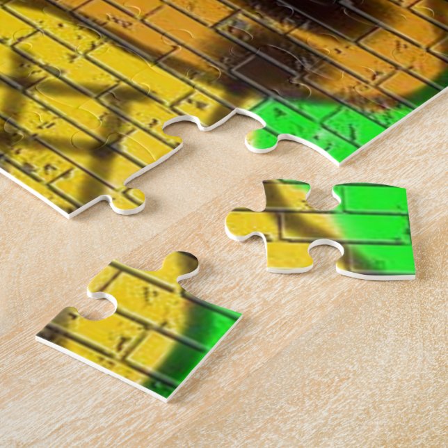 Schwarze Haare Bee Frau Graffiti Wand Malerei Grün Puzzle (Seite)