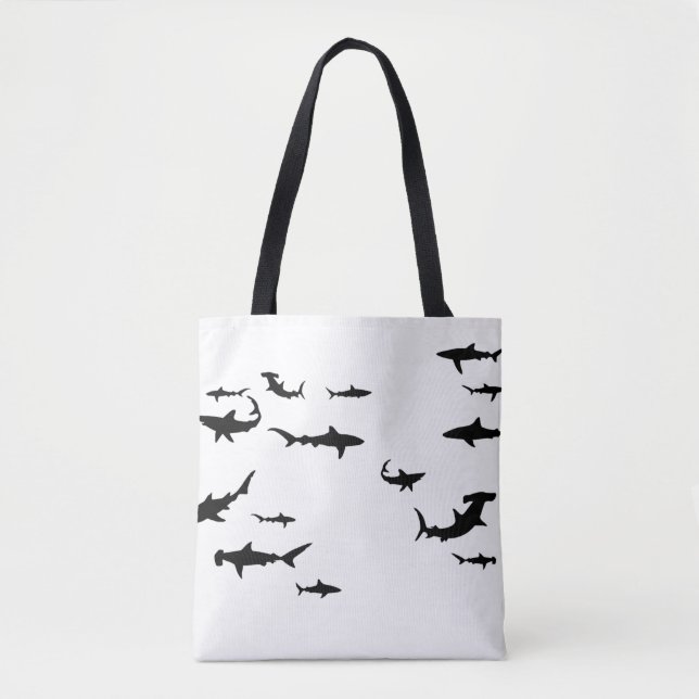 Schwarze Haie Silhouette Schwimmen (Vorderseite)