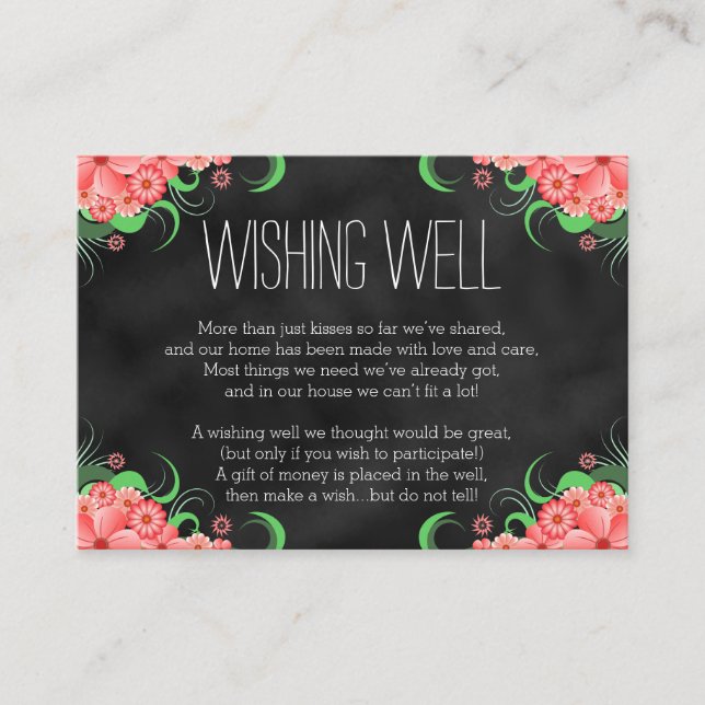 Schwarze Halbpension Rosa Blütenwünsche gut Begleitkarte (Vorderseite)