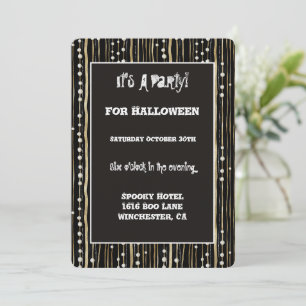 Schwarze Halloween Gold Weiße Perlen Kostüm Party Einladung