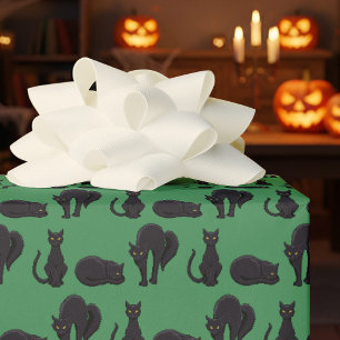 Schwarze Halloween-Katzen Hexenkatze Pixel Art Mus Geschenkpapier