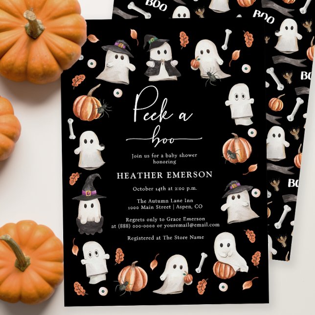 Schwarze Halloween-Kinderdusche Einladung (Black Halloween Baby Shower Invitation
)