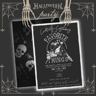 Schwarze Halloween-Kostüme & Cocktails-Geschenktau Einladung